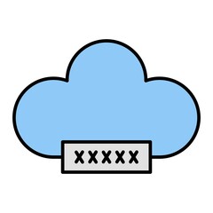 Vector Cloud Password Filled Outline Icon Design