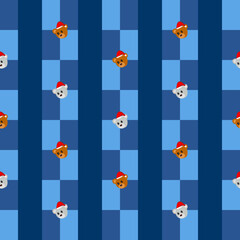 Simple Blue color and bear checkered seamless pattern.  Seamless pattern design for decorating, wallpaper, wrapping paper, fabric, backdrop and etc