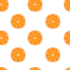 Orange slice seamless pattern. Orange slices on a white background.
