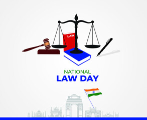 National law day. Constitution of India. November 26. Template for background, banner, card, poster. Vector illustration.