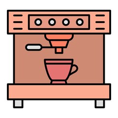 Vector Coffee Machine Filled Outline Icon Design