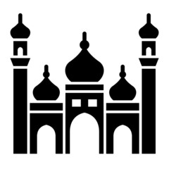 Vector Badshahi Mosque Glyph Icon Design