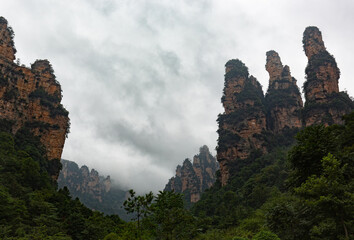 Dramatic landscape in Zhangjiajie national forest park.