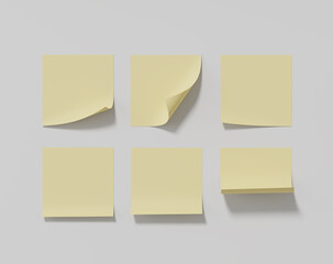 Blank Yellow post note papers, sticky note
