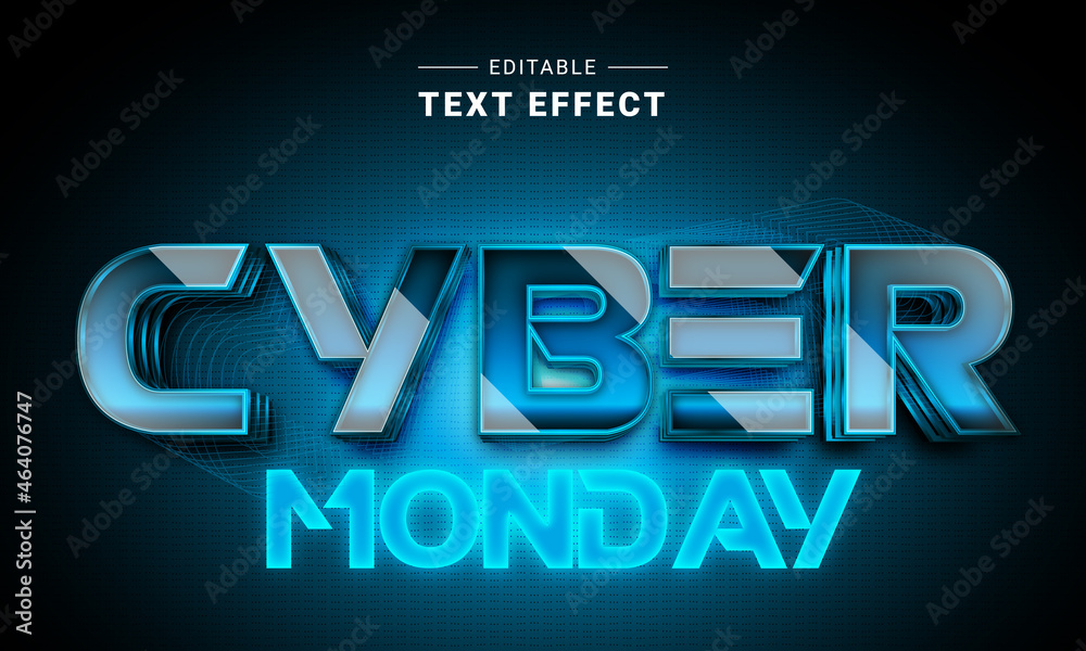 Poster editable text style effect - techno text style theme. cyber technology text style. cyber monday
