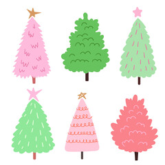 set of christmas trees