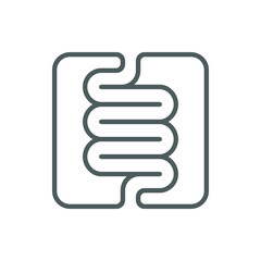 Intestine human organ icon. Intestine graphic sign isolated on white background. Digestive system symbol. Vector illustration