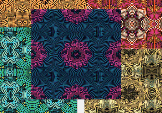 Seamless Pattern Collection with Mandala Motif