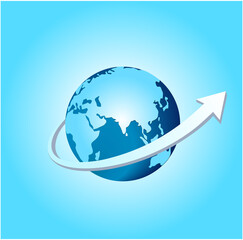 earth and growing arrow. India and grow logo.