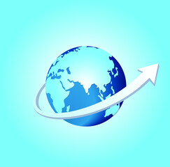 Naklejka premium earth and growing arrow. India and grow logo.