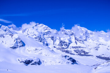 Alpine landscape from Diavolezza, a peak and ski resort above the Val Bernina in Graubünden