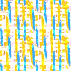 Blue yellow textured paint brush pattern. Modern imperfect fun seamless background for coastal living fabric textile. Hand drawn all over print with artistic watercolor style. 