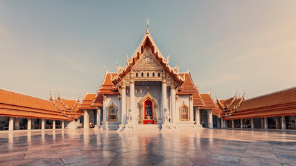 Fototapeta na wymiar Wat Benchamabophit temple in Bangkok city