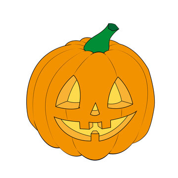 dibujo de calabaza halloween lineas y color vector