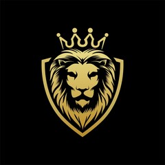 Luxury gold lion king logo template