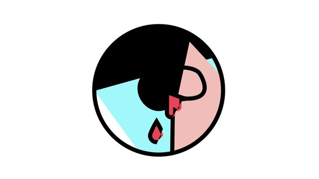 nose bleeding disease animated color icon. nose bleeding disease sign. isolated on white background