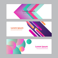 Abstract banner design web template set. Horizontal header web banner. Vector abstract graphic design banner pattern background template.