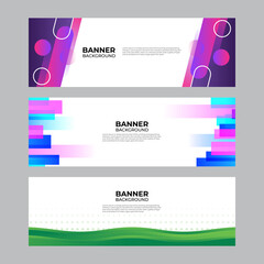 Abstract banner design web template set. Horizontal header web banner. Vector abstract graphic design banner pattern background template.