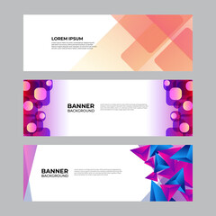 Abstract banner design web template set. Horizontal header web banner. Vector abstract graphic design banner pattern background template.