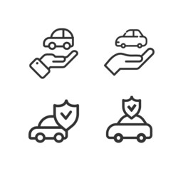 Car insurance vector icon set. Car protection