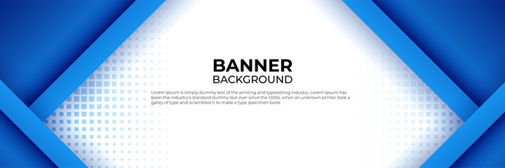 Obraz premium Abstract modern blue technology banner design web template set. Horizontal header web banner. Vector abstract graphic design banner pattern background template.