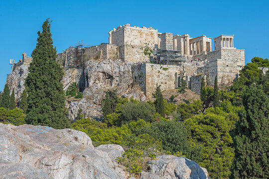 Blick vom Areopag auf die Akropolis, Athen, Griechenland