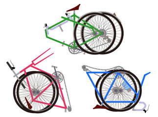 折り畳んだ自転車のイラスト　３種類