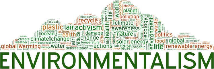 Environmentalism vector illustration word cloud isolated on white background.