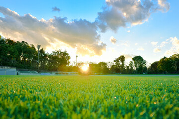 Athletics stadium sunset.  陸上競技場の夕日。