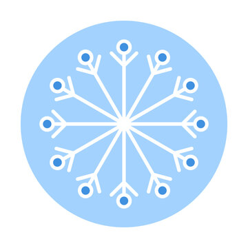 Snowflake linear icon. Sign of blue snowflake for xmas symbol, new year decoration, Christmas web banner. Vector icon ice, snow emblem. Festive winter season logotype. Minimalist flat illustration.