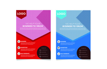 professional corporate flyer design template , two colors scheme, vector template in A4 size - Vector