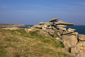 Pulpit Rock, Peninnis Head, St. Mary's, Isles of Scilly, UK on a Summer's day
