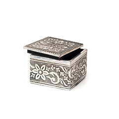 Silver jewelry box for a gift isolated on a white background