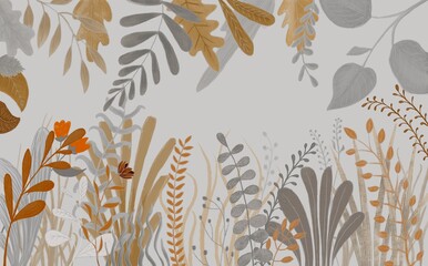 grass in the meadow. Watercolor illustration. Children's interior Wallpaper. Mural for the walls. Wallpapers for the room, interior.
