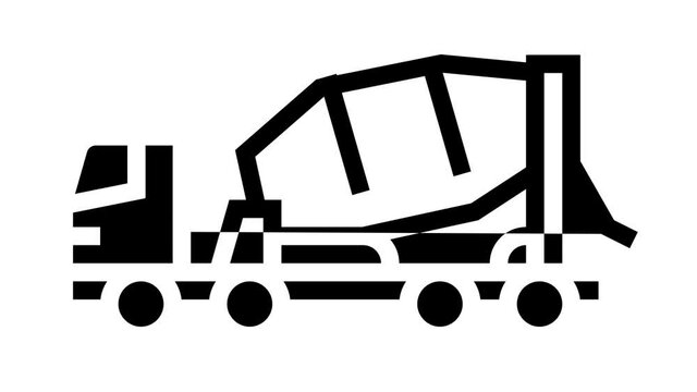 truck concrete transportation animated line icon. truck concrete transportation sign. isolated on white background