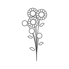 Flower icon. Simple linear image of a bouquet of flowers. Isolated vector on pure white background.