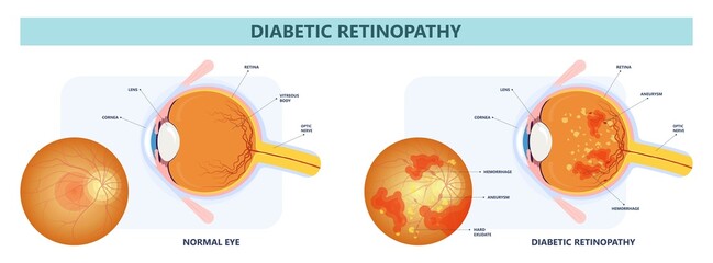 Diabetic retinopathy fundus age eye blood vessels vision Blurred loss exam pregnant retinal macula Blurry laser surgery