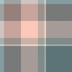 Seamless plaid check pattern in pastel pink, green, blue, cream and taupe. All over fabric repeat. 