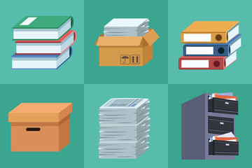 six office paperwork icons