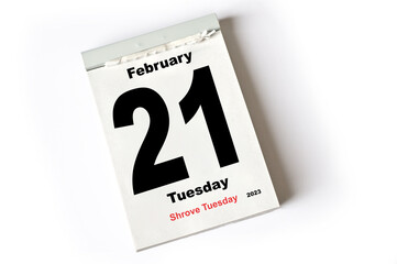 21. February 2023 Shrove Tuesday