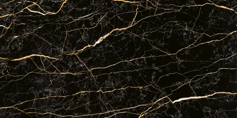 Crédence de cuisine en verre imprimé Marbre fond de marbre noir avec des veines jaunes