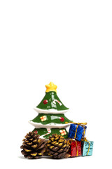 Christmas decorations on white background,Christmas and Happy New Year concept.