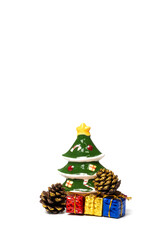 Christmas decorations on white background,Christmas and Happy New Year concept.