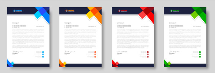 corporate modern letterhead design template with yellow, blue, green, and red colors. creative modern letterhead design template for your project. letter head, letterhead, business letterhead design.