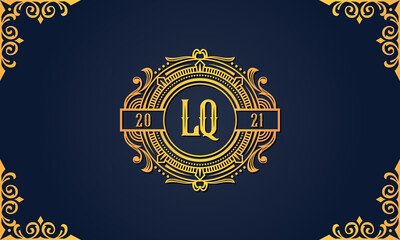 Royal vintage initial letter LQ logo.