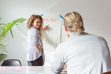 Female creative professional making a presentation in a studio