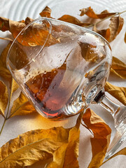 autumn cognac glass whiskey brandy drink