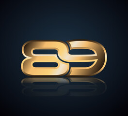 Gold Logo 3D Shine in Dark Background with Realistic Reflection Number 89