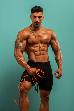 Handsome Fit, Muscular, Bodybuilding Men Posing and Flexing Muscles