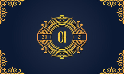 Royal vintage initial letter OI logo.